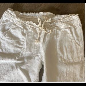 Roxy White Drawstring Linen Cover Up Pants Large